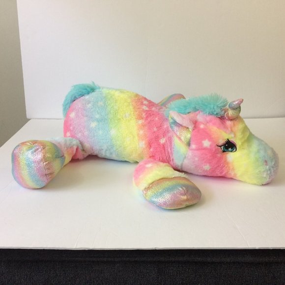Unicorn Tie Dye Colorful Sparkle Horn Rainbow Large 28" Plush Stuffed Animal - Picture 6 of 11